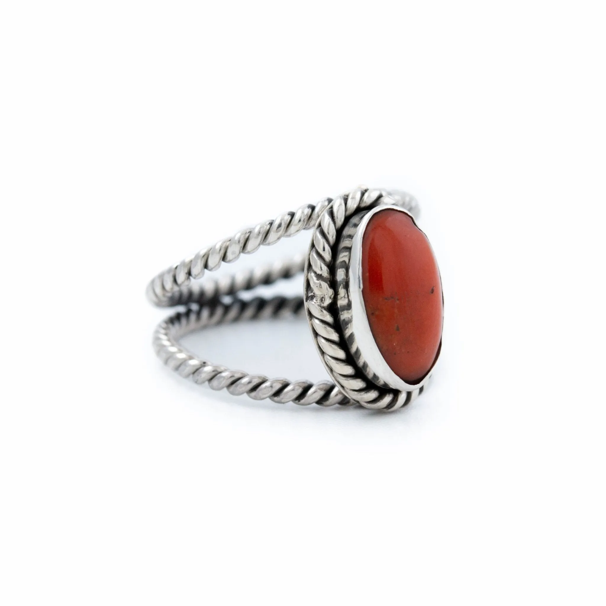 Bright Red Coral Ring