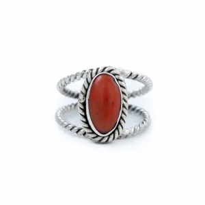 Bright Red Coral Ring