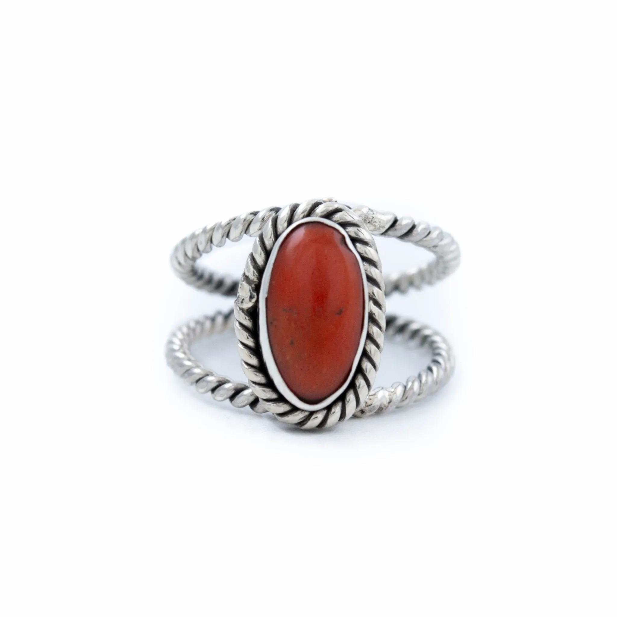 Bright Red Coral Ring