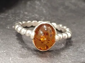 Bubble Amber Ring - Natural Amber Ring, Yellow Amber Ring