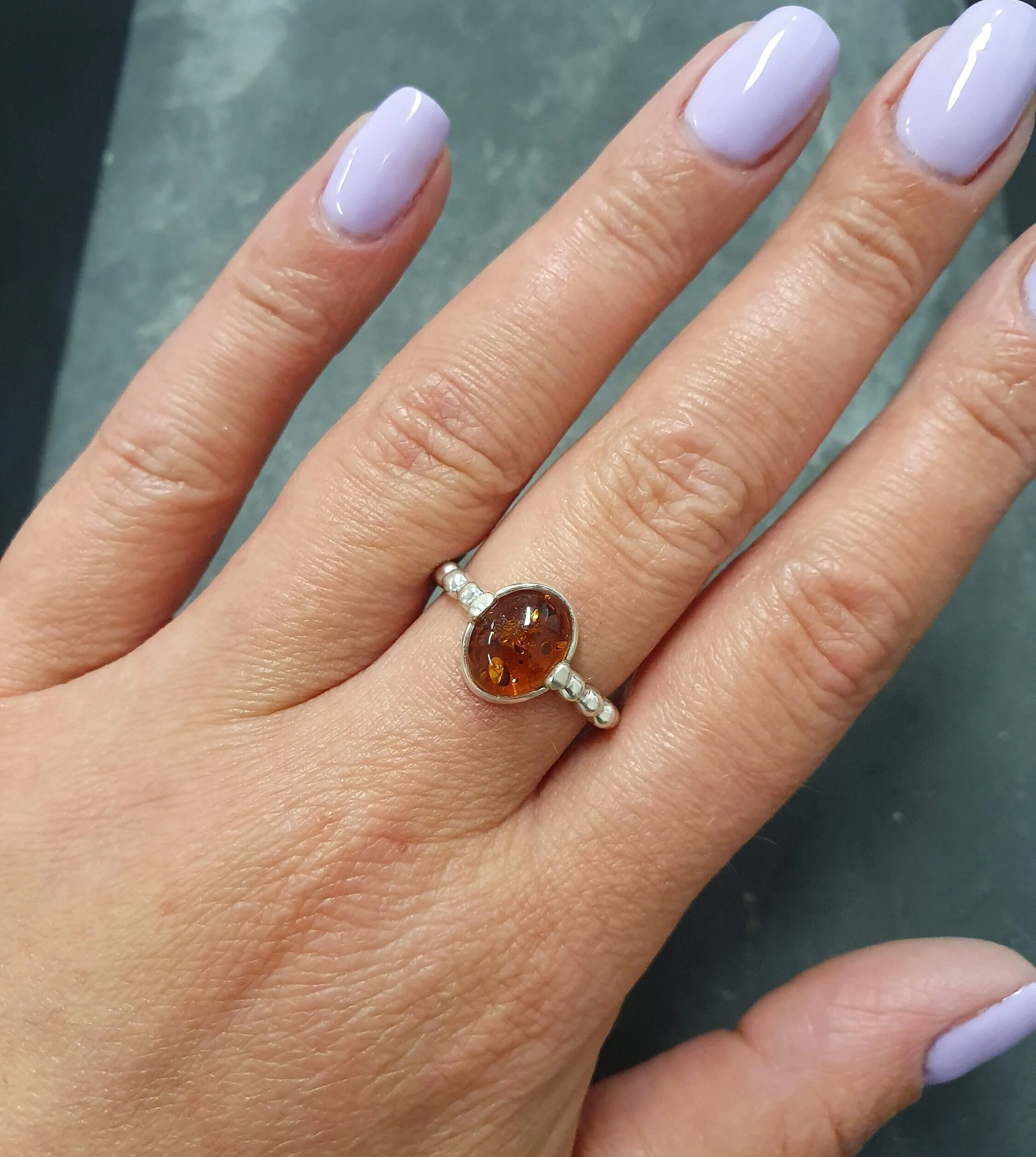 Bubble Amber Ring - Natural Amber Ring, Yellow Amber Ring