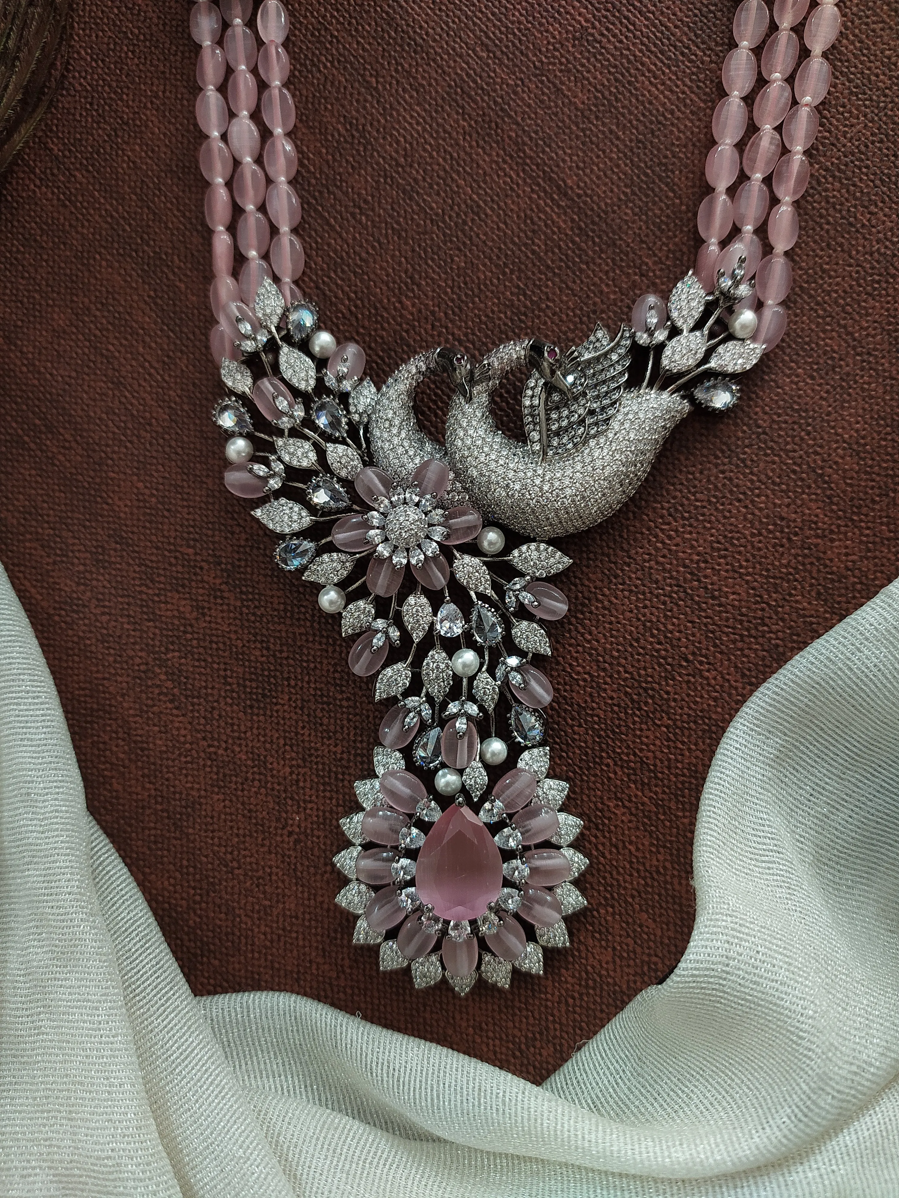 Captivating Floral Design Peacock Victorian Mala Set