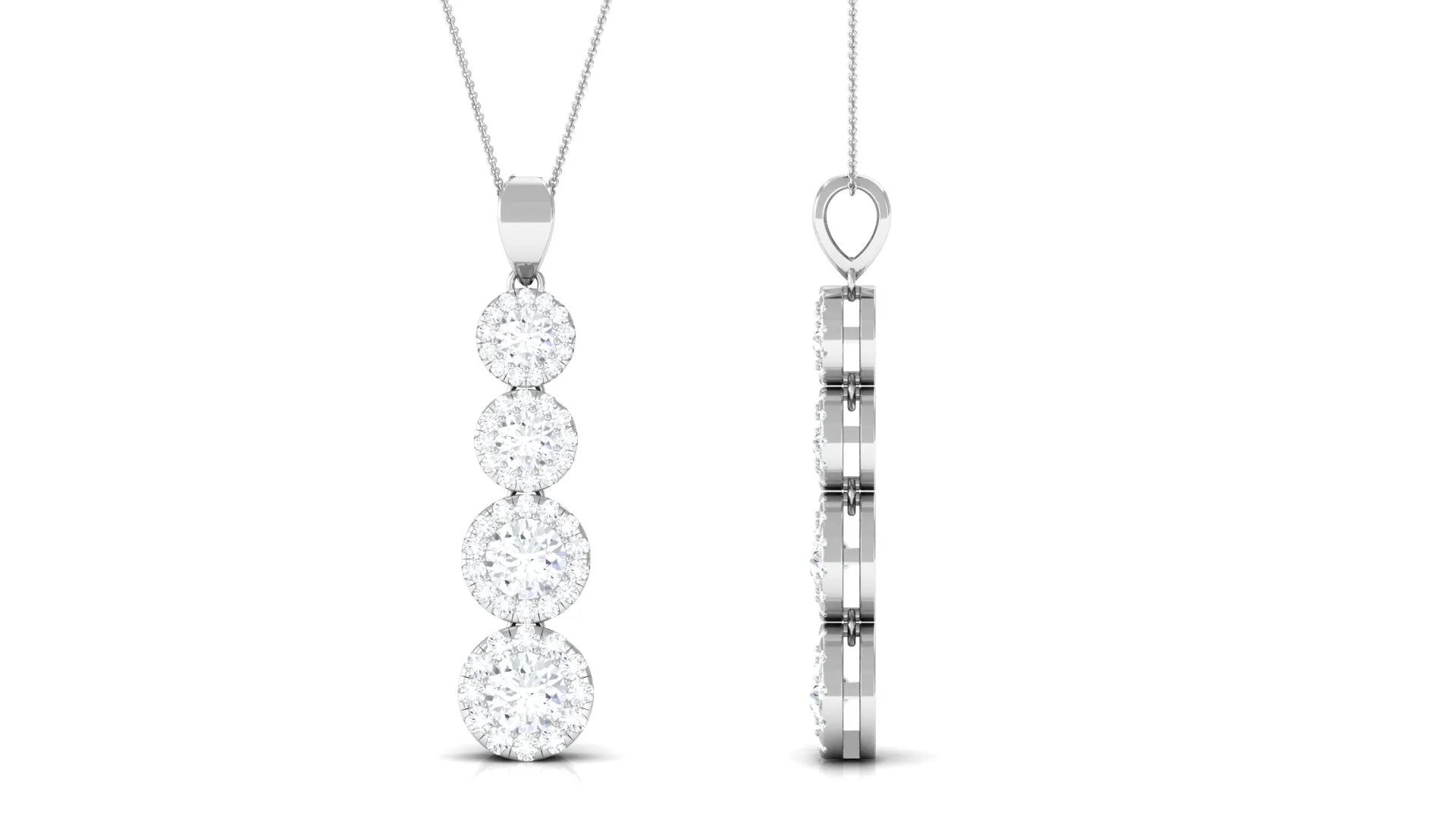 Certified Moissanite Minimal Halo Dangle Pendant