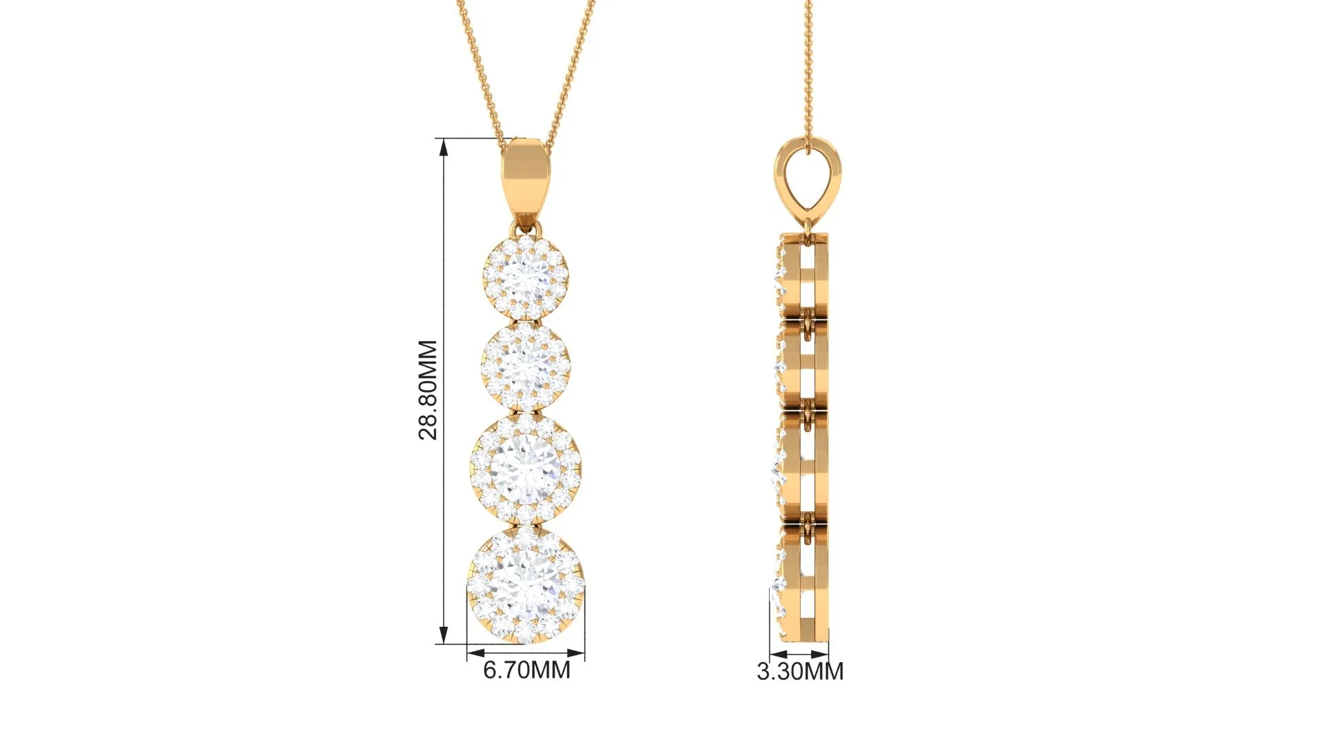 Certified Moissanite Minimal Halo Dangle Pendant