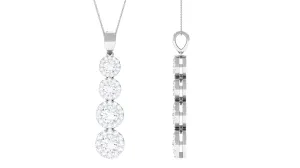 Certified Moissanite Minimal Halo Dangle Pendant