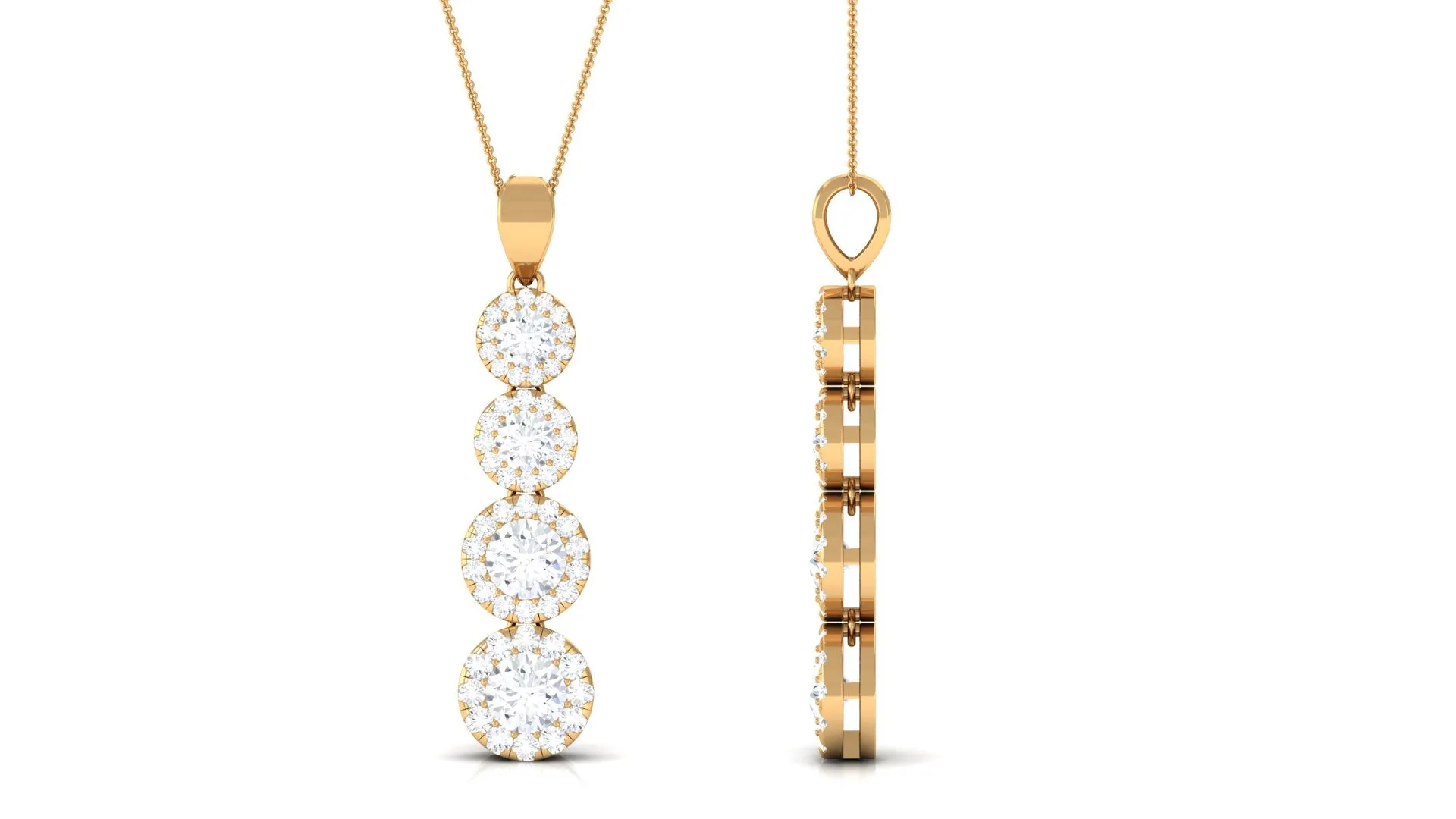 Certified Moissanite Minimal Halo Dangle Pendant