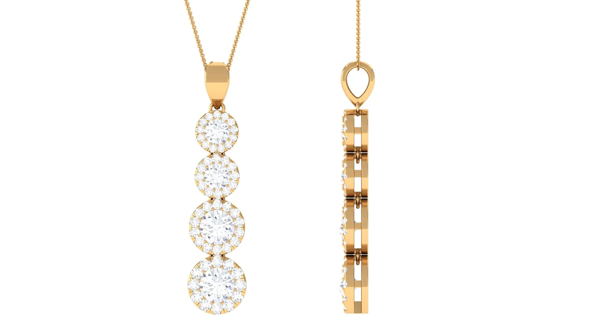Certified Moissanite Minimal Halo Dangle Pendant