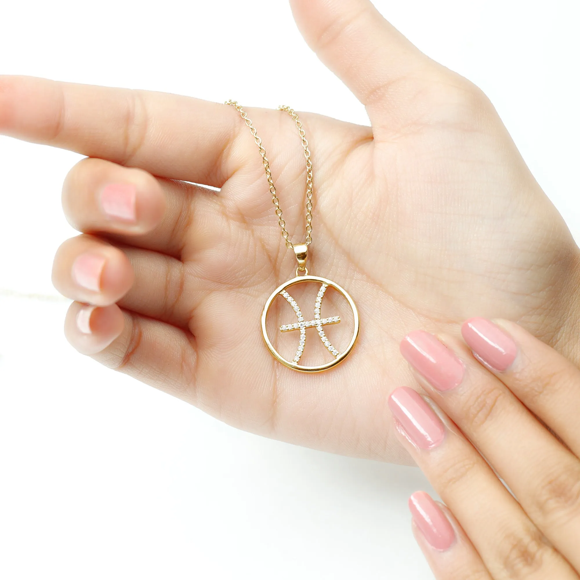 Certified Moissanite Pisces Zodiac Sign Pendant Necklace