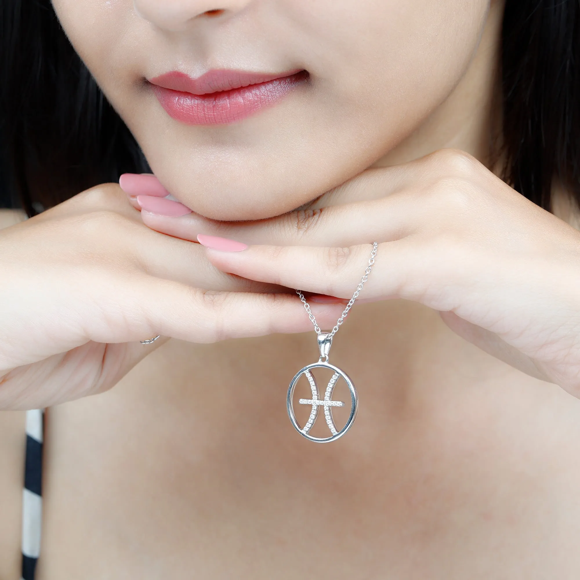 Certified Moissanite Pisces Zodiac Sign Pendant Necklace