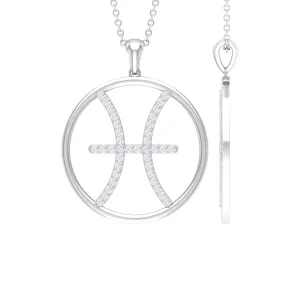 Certified Moissanite Pisces Zodiac Sign Pendant Necklace