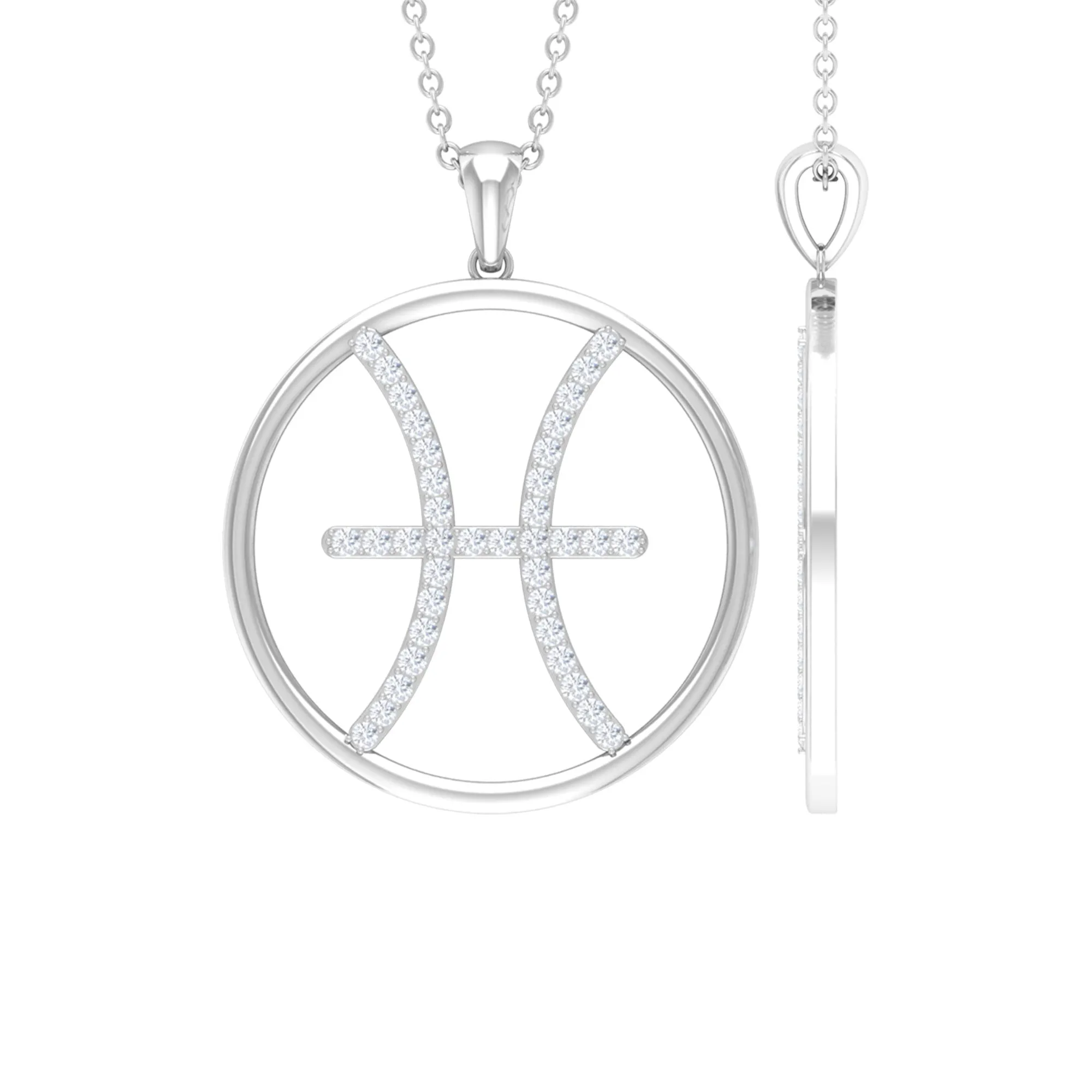 Certified Moissanite Pisces Zodiac Sign Pendant Necklace