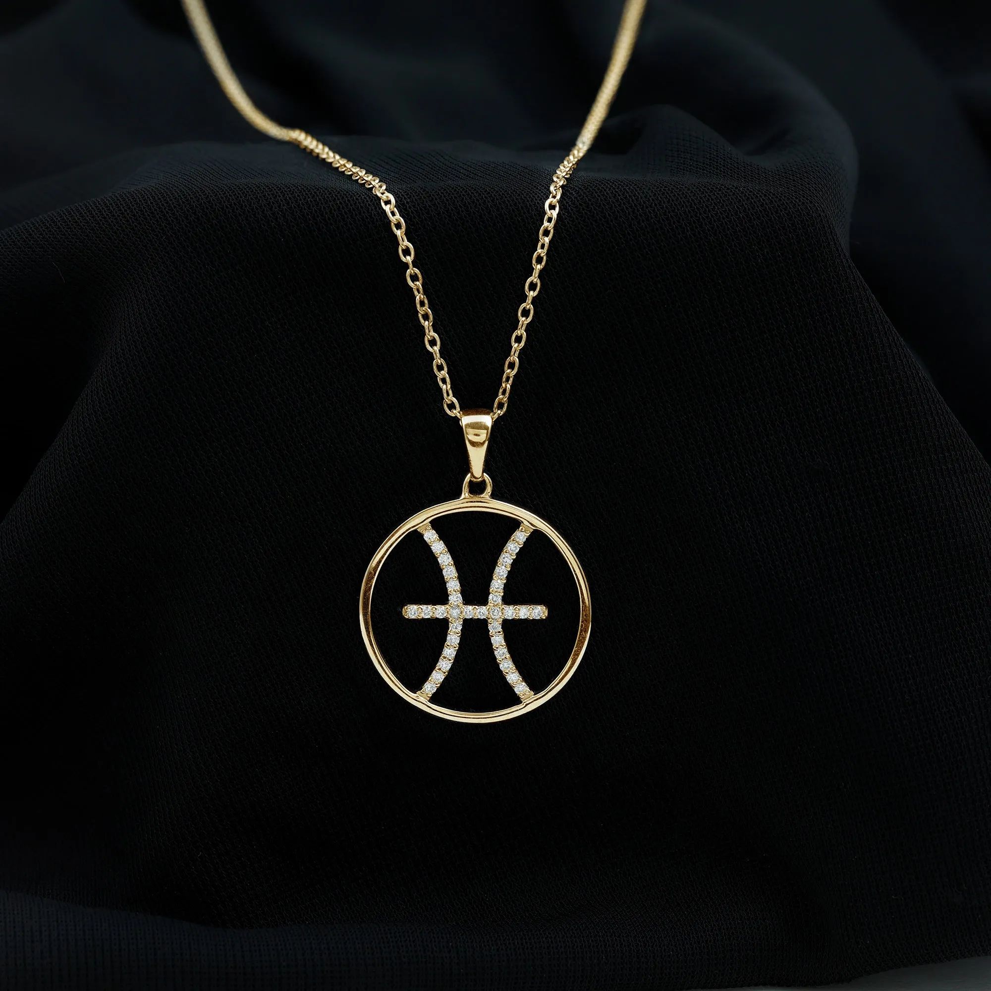 Certified Moissanite Pisces Zodiac Sign Pendant Necklace