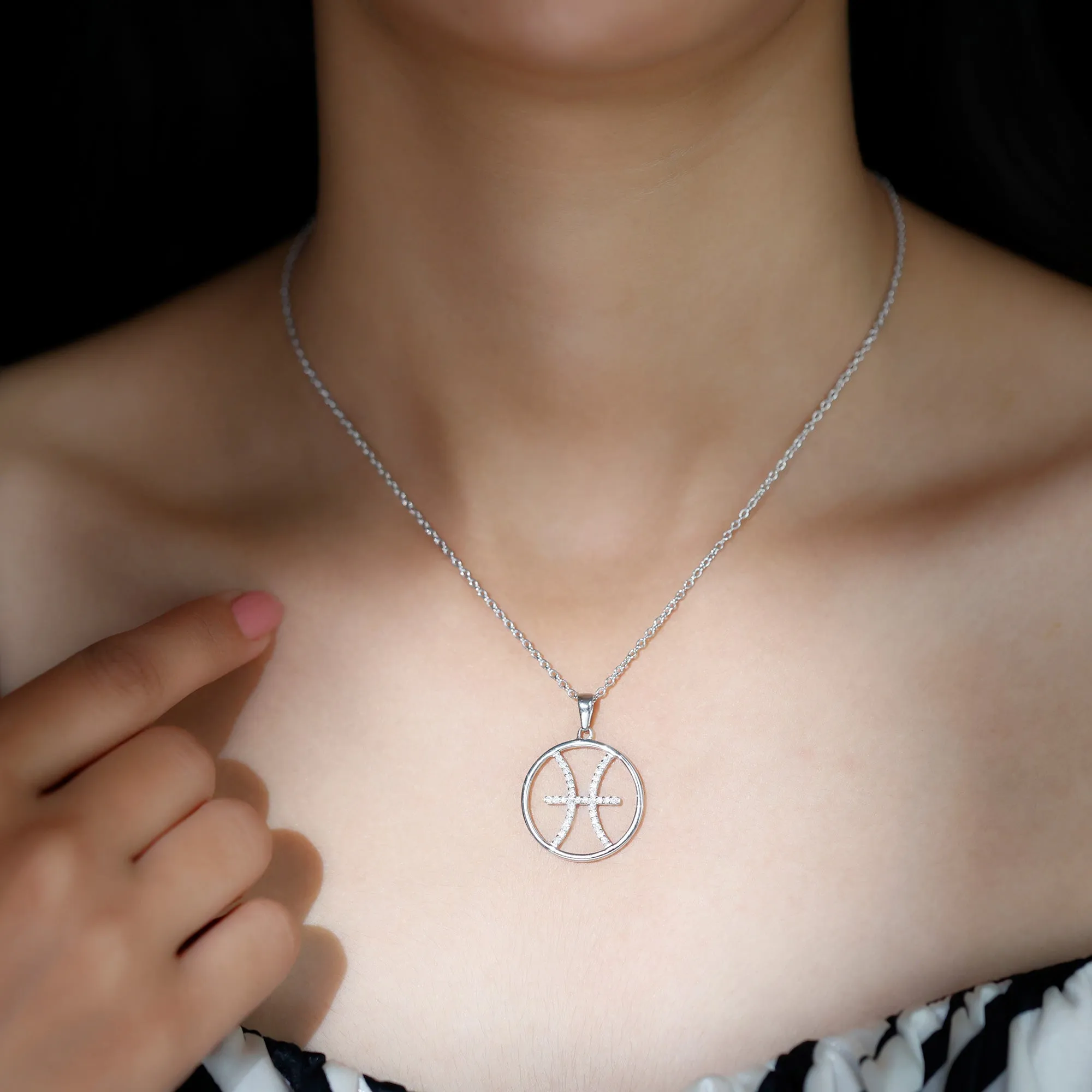 Certified Moissanite Pisces Zodiac Sign Pendant Necklace