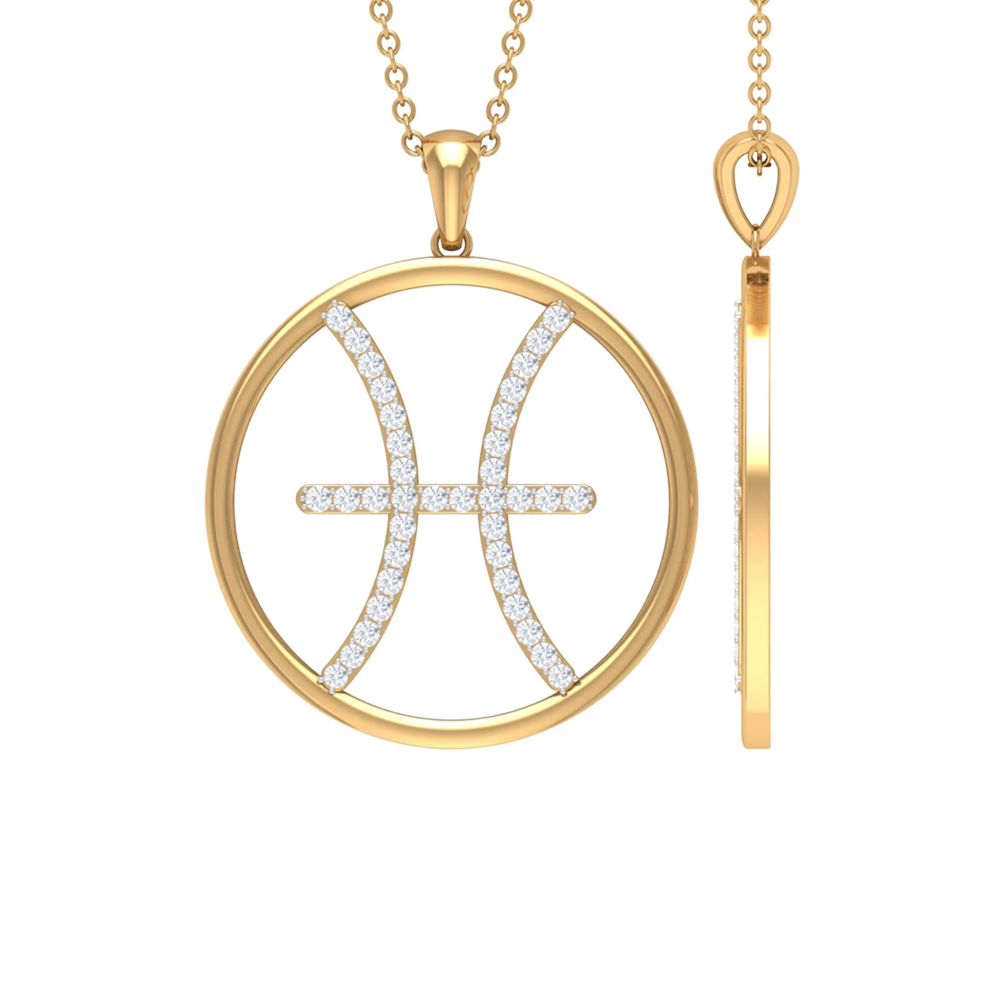 Certified Moissanite Pisces Zodiac Sign Pendant Necklace