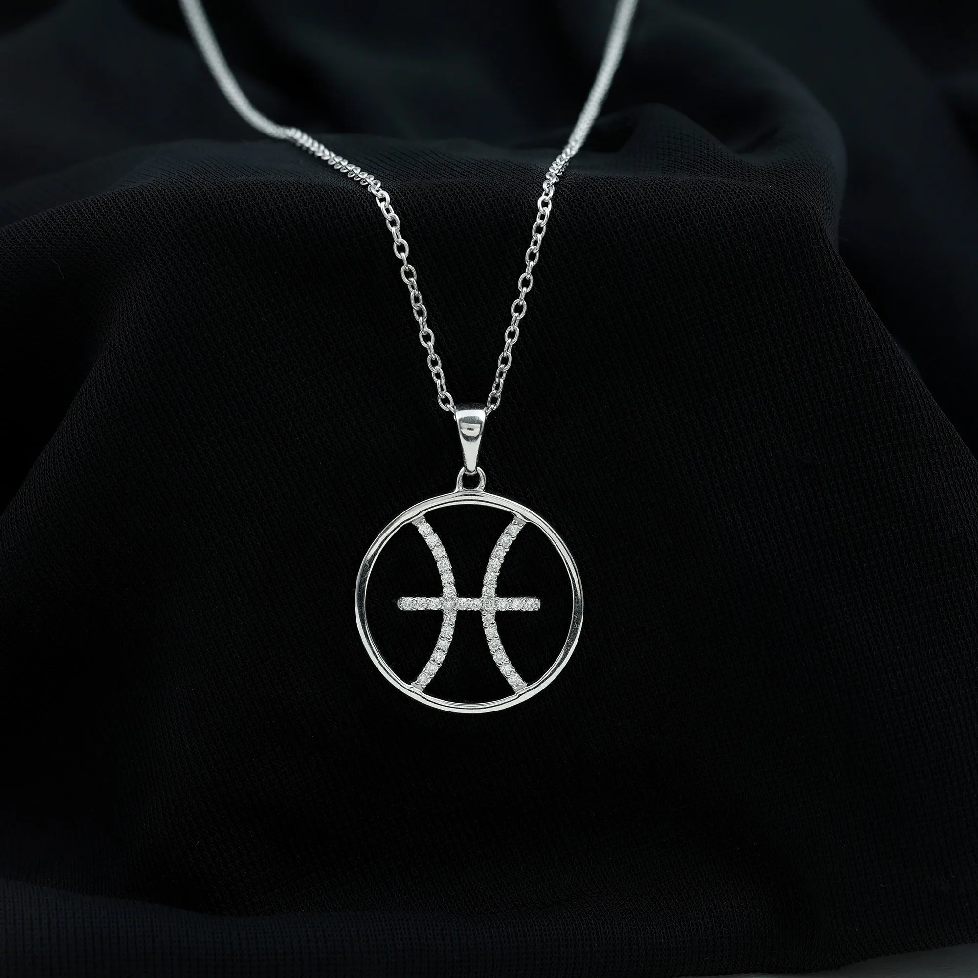 Certified Moissanite Pisces Zodiac Sign Pendant Necklace