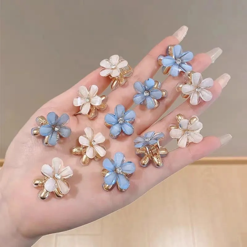 Children's Small Grab Clip Small Size Summer Pearl Small Flower Hairpin Princess Girl Hairpin Baby Headdress Girl Hair Accessories