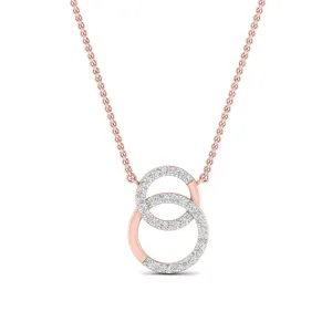 Circle Double Lab Diamond Pendant Necklace For Women 14K Gold