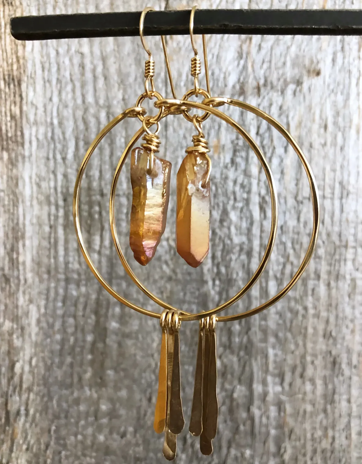 Circle Hoop Earrings With Sunset Crystal