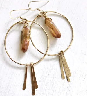 Circle Hoop Earrings With Sunset Crystal