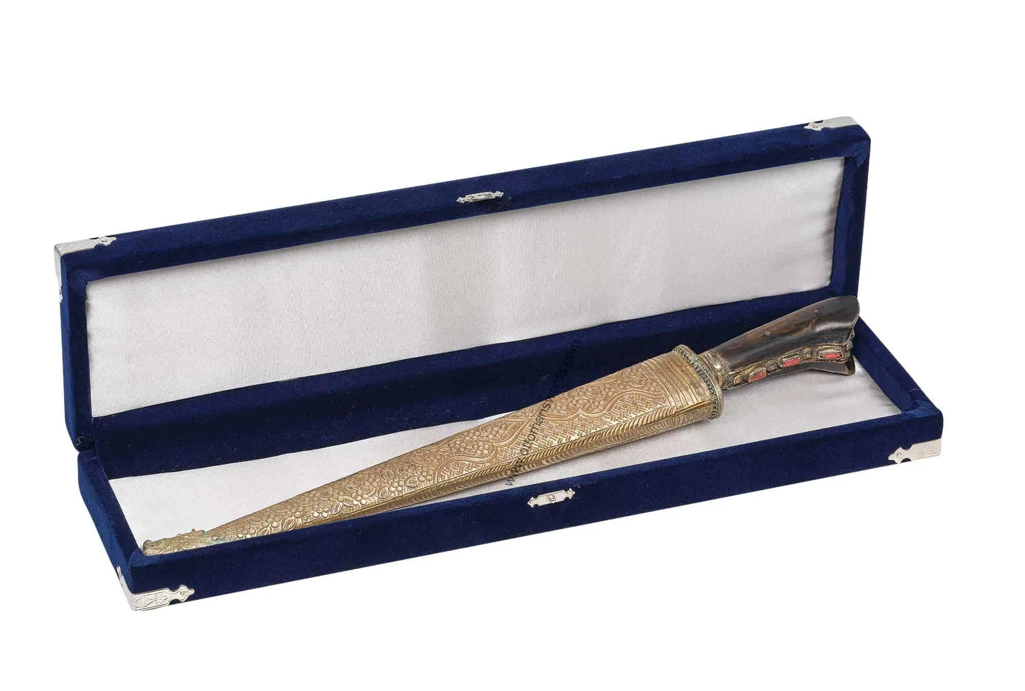 Coral Detailed Ottoman Dagger Brass Scabbard