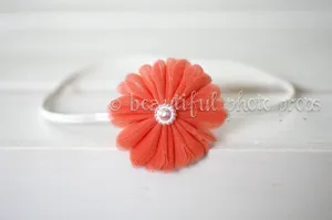 Coral Orange Gerbera Flower Baby Headband