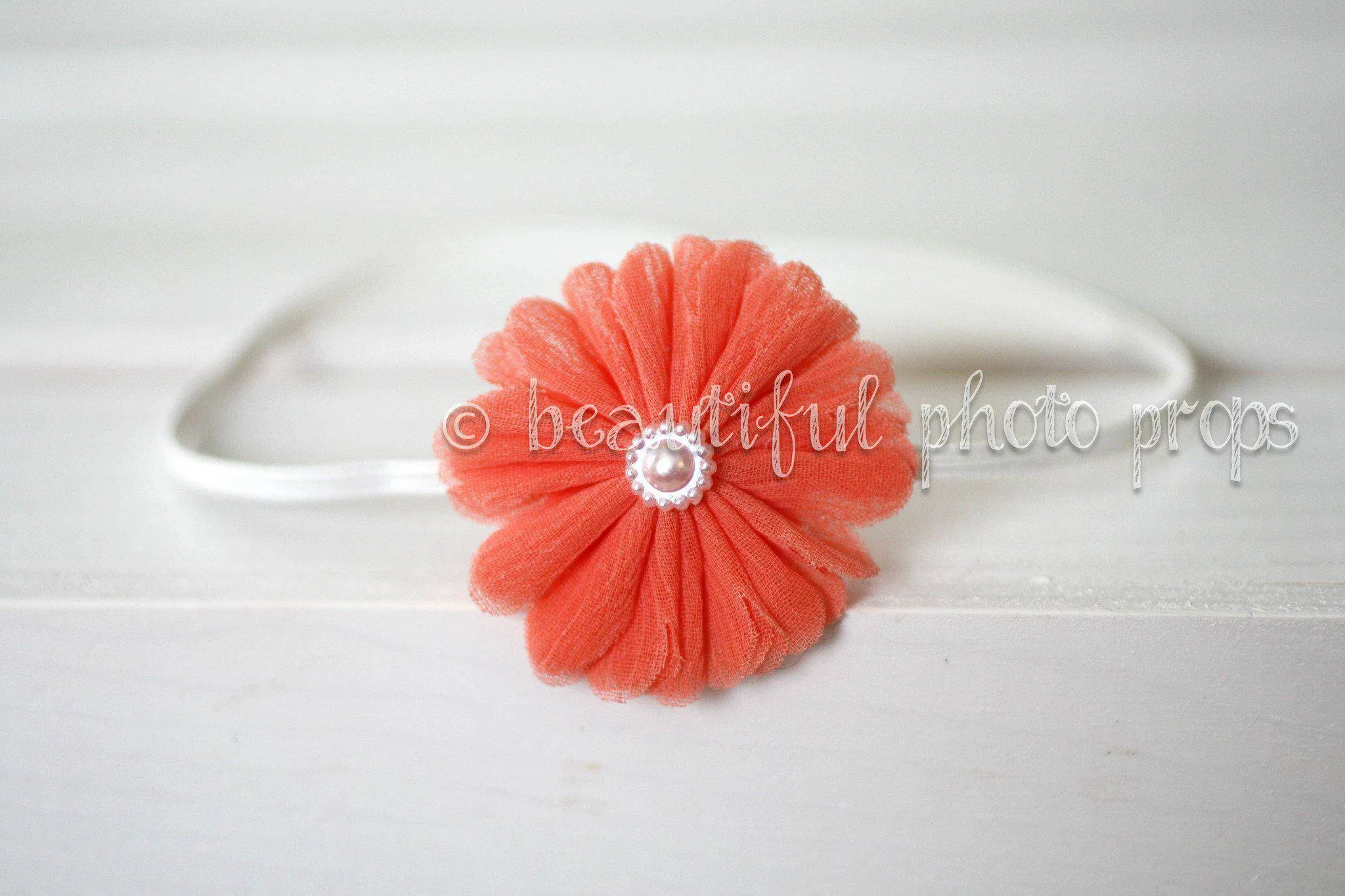 Coral Orange Gerbera Flower Baby Headband