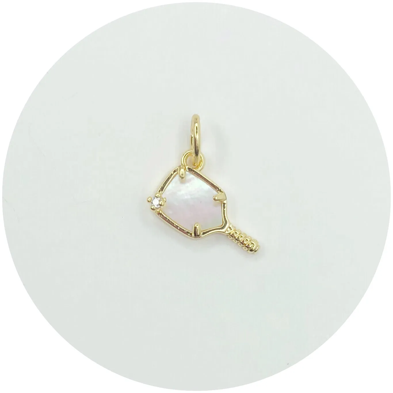 Coral Pink Howlite with Pickleball Paddle