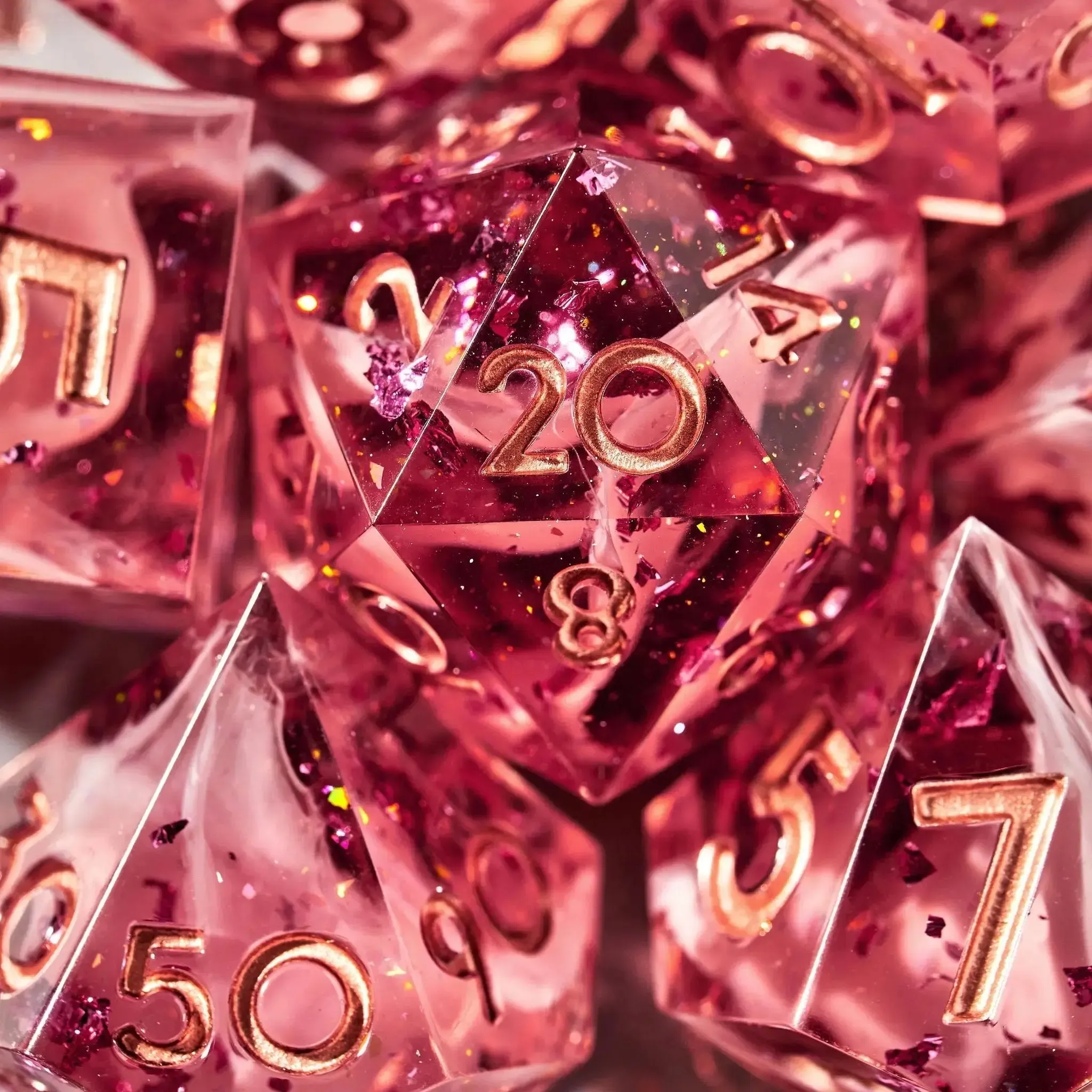 Coral Rose 7-Piece Polyhedral Dice Set