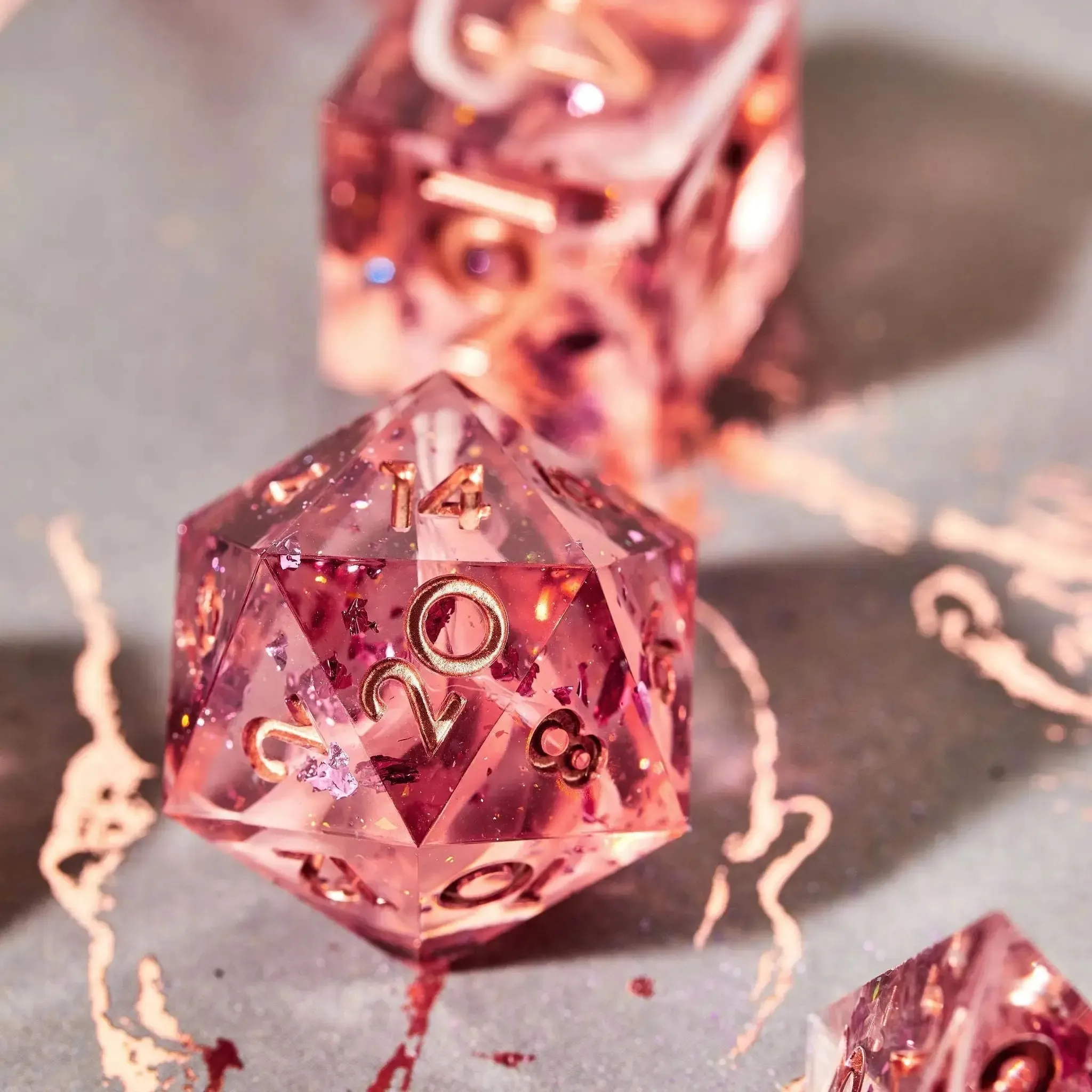 Coral Rose 7-Piece Polyhedral Dice Set