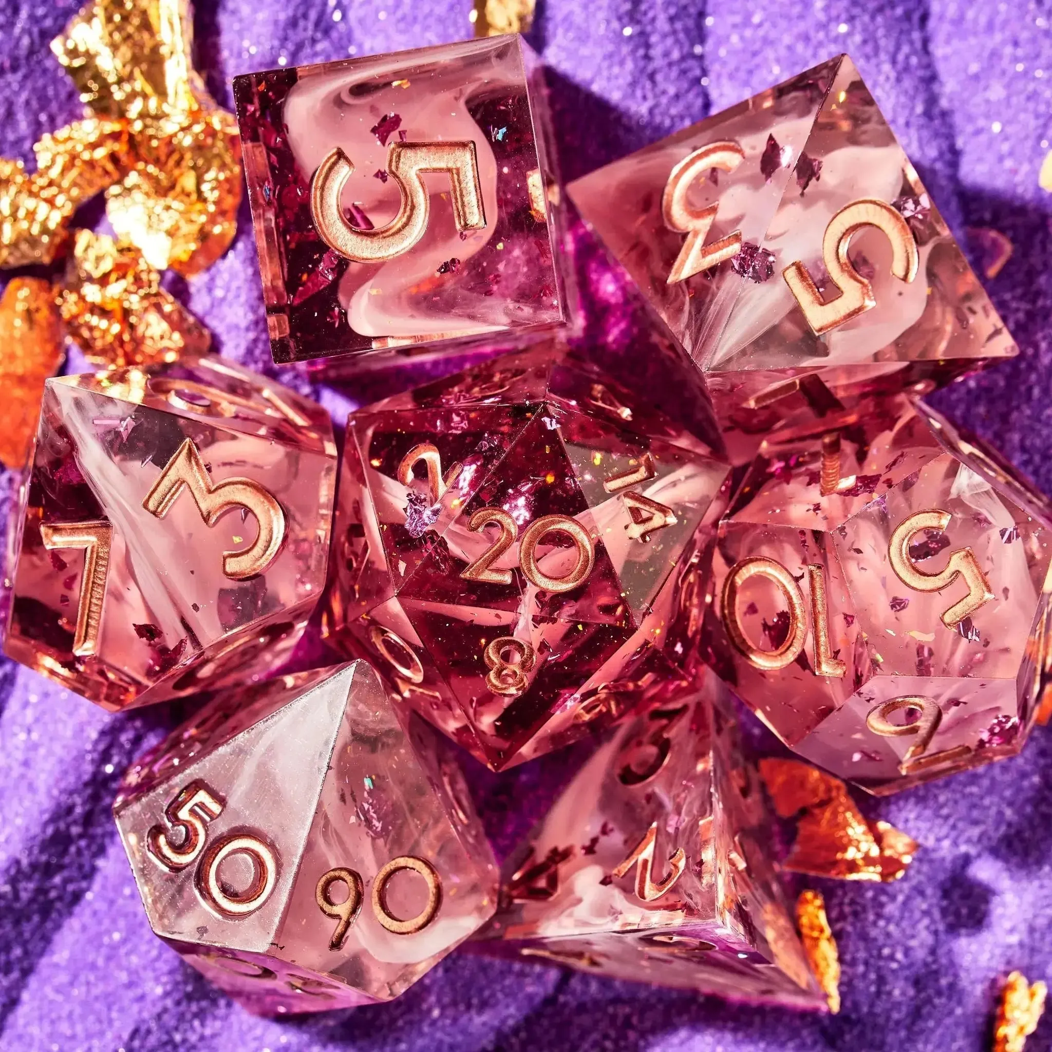 Coral Rose 7-Piece Polyhedral Dice Set