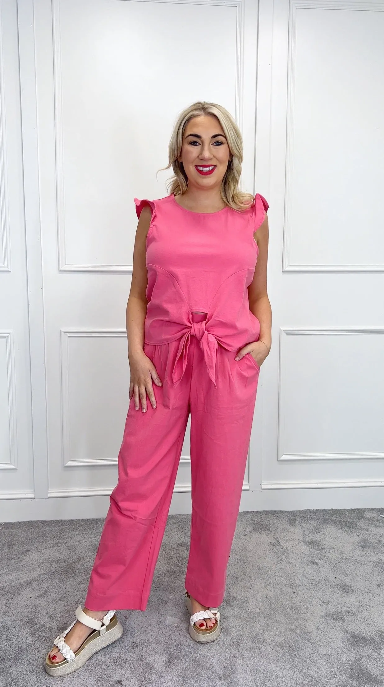 Coral tie front top