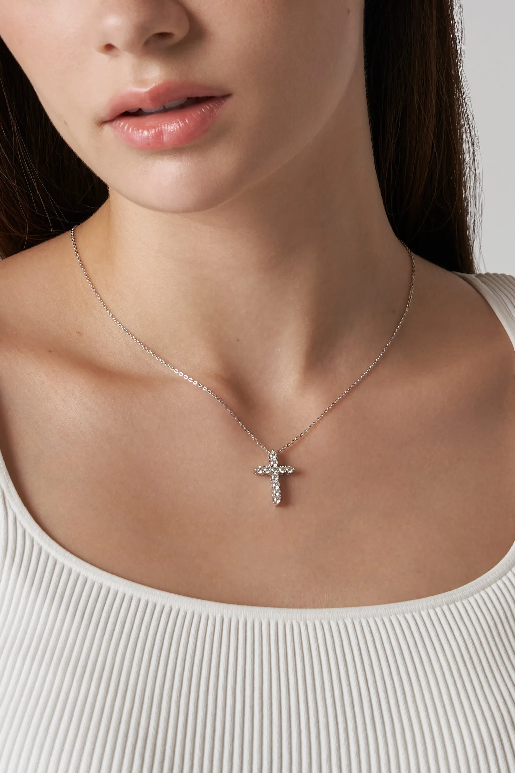 Cross Moissanite Necklace