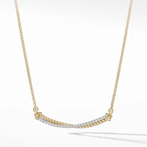 Crossover Bar Necklace in 18K Gold with Diamonds