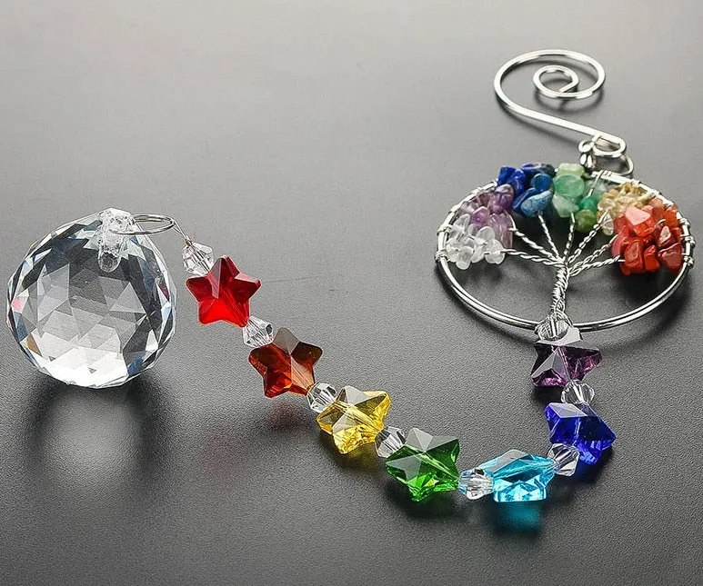 Crystal Prism Ball Rainbow Chakra Pendant