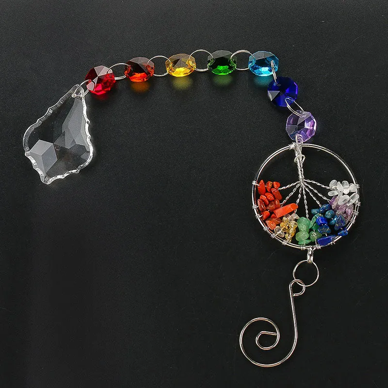 Crystal Prism Ball Rainbow Chakra Pendant