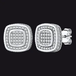 Cushion Cut Cubic Zirconia Stud Earrings for Men