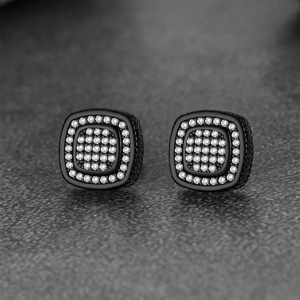 Cushion Cut Cubic Zirconia Stud Earrings for Men