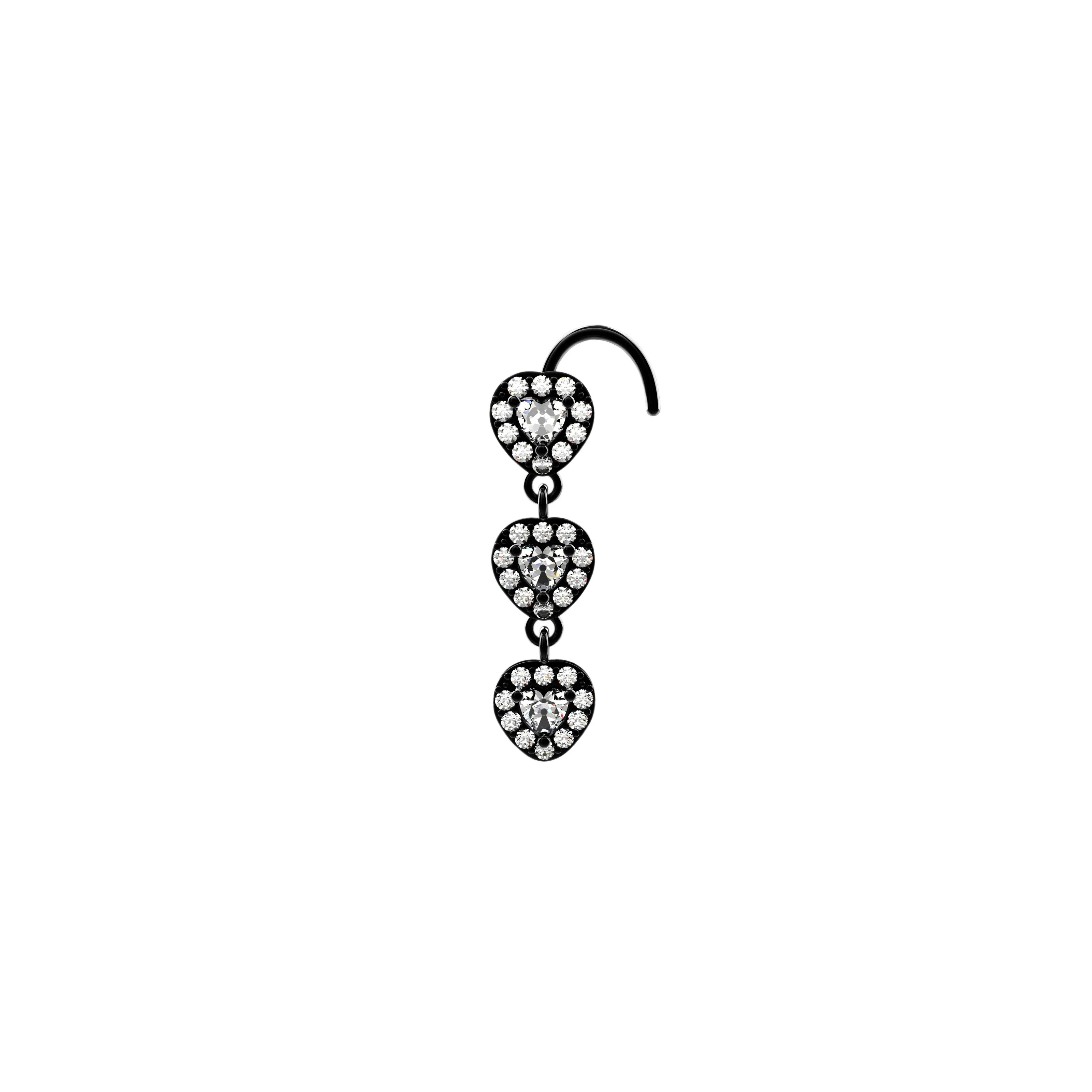 Dangling Heart Nose Ring – Elegant Heart-Shaped Dangle Piercing Jewelry