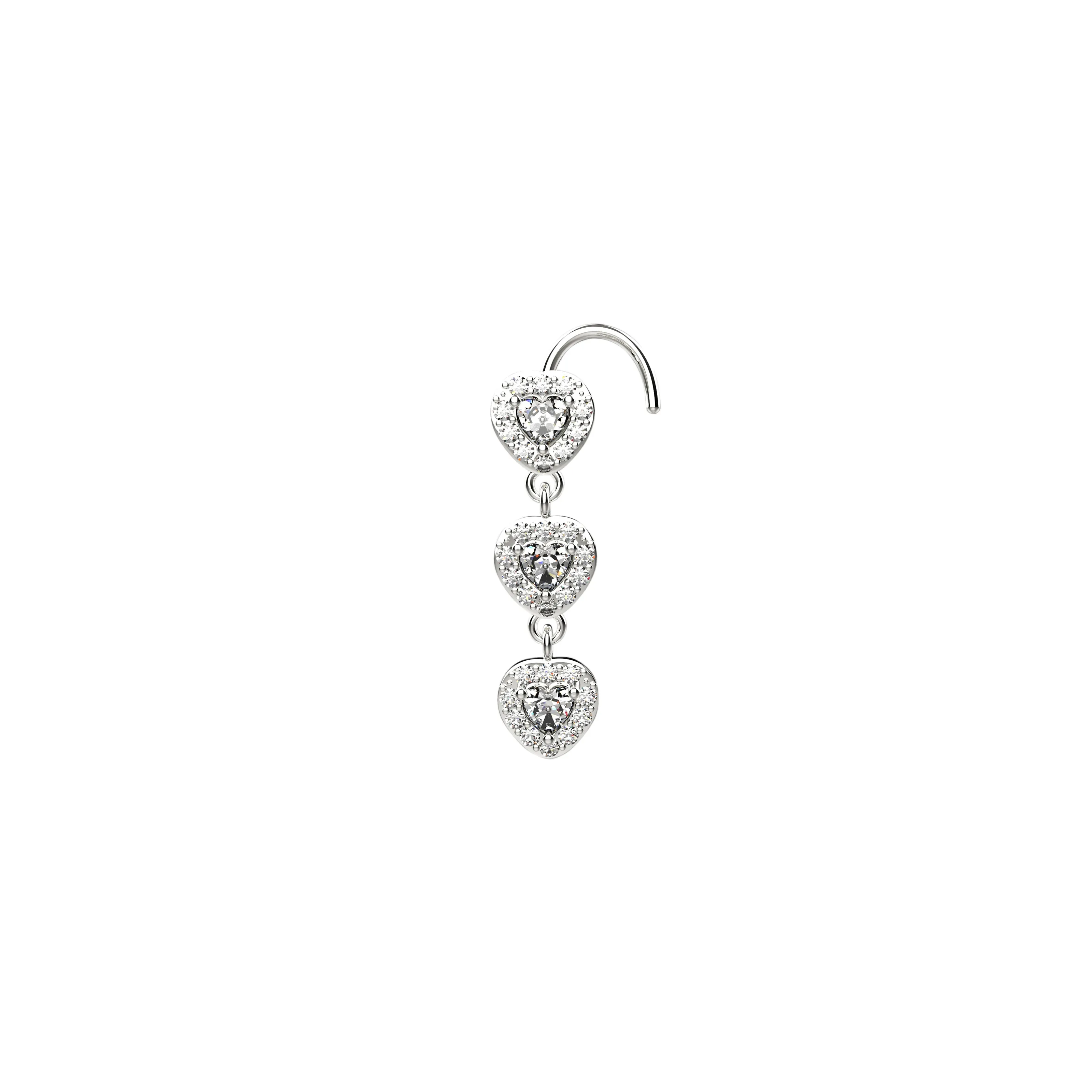 Dangling Heart Nose Ring – Elegant Heart-Shaped Dangle Piercing Jewelry