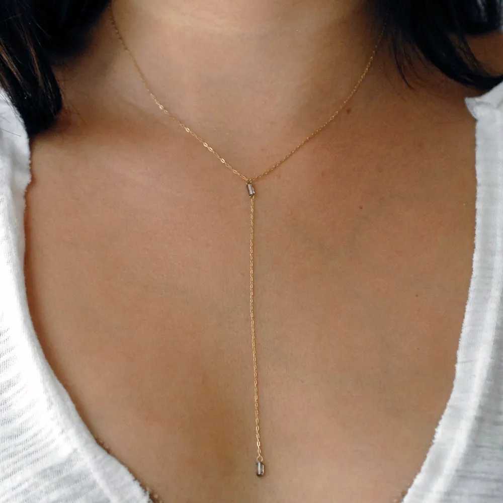 diamond briolette plunge necklace