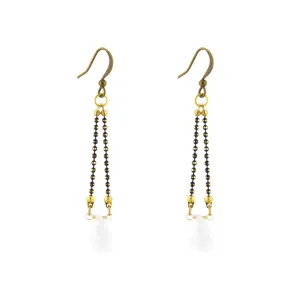 Double Chain Dew Earring, Moonstone/Bronze