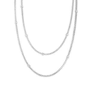 Double Row Diamond Station Necklace
