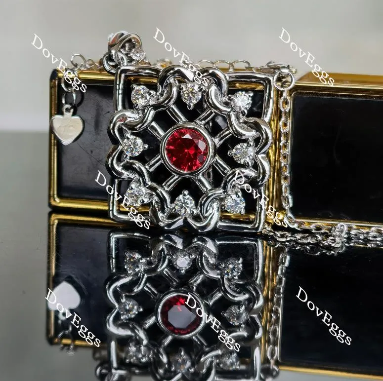 Doveggs heart connection 1ct round ruby pendant necklace (pendant only)
