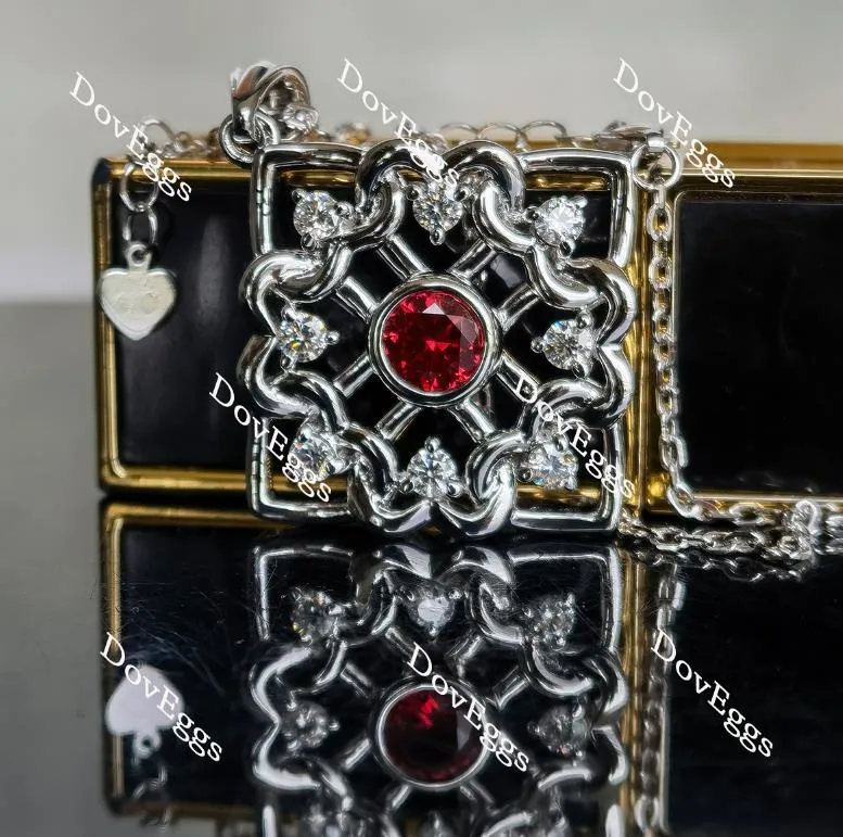 Doveggs heart connection 1ct round ruby pendant necklace (pendant only)