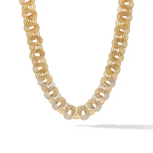 DY Origami Small Linked Necklace in 18K Yellow Gold with Diamonds