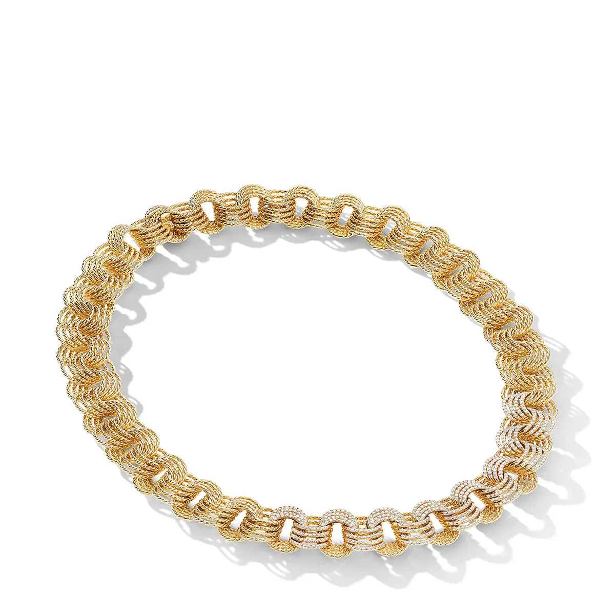 DY Origami Small Linked Necklace in 18K Yellow Gold with Diamonds