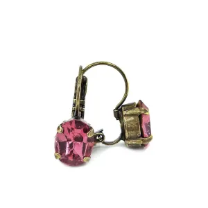 Earrings - Dark Rose - Brass Fixed Vintage Rhinestone Leverbacks by Christine Stoll | Altered Relics