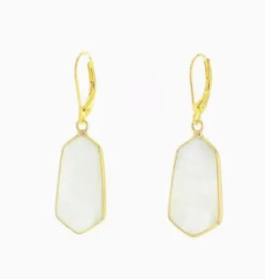 Earrings-Gold Dea With White Moonstone