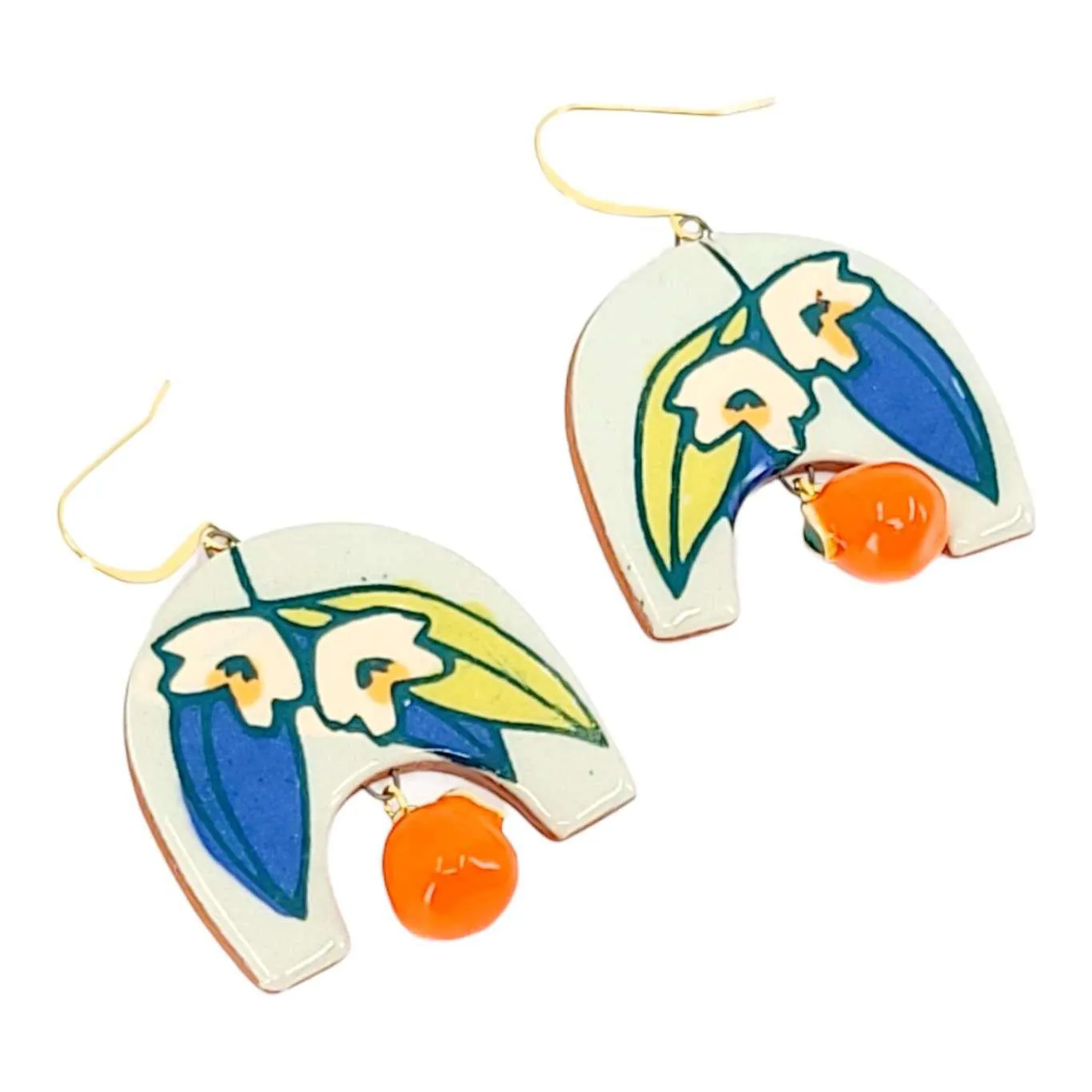 Earrings - Orange Blossom Dangles by Catie Miller Ceramics