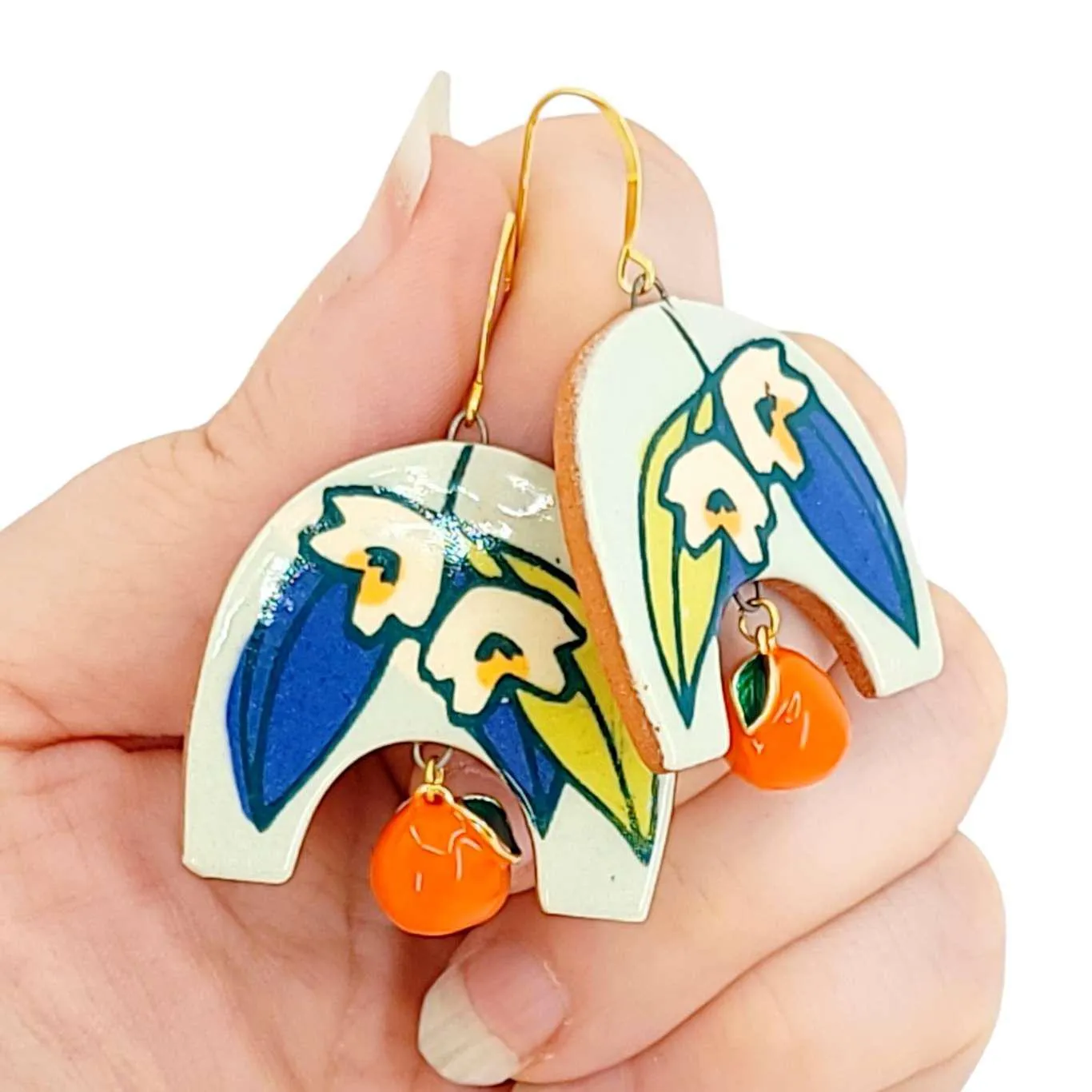 Earrings - Orange Blossom Dangles by Catie Miller Ceramics